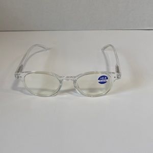 Clear round framed blue light blocking glasses lightweight